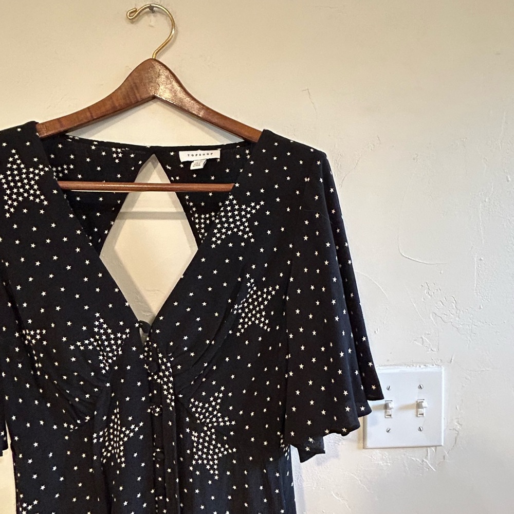 5/$40 Topshop Star Print Black Maxi Dress Size 8 - Picture 3 of 8